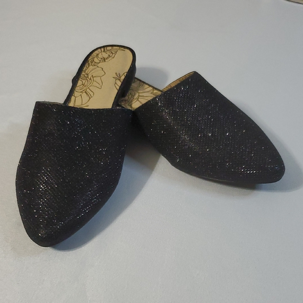 Joyfolie NEW w/o Box, Black Glitter Party Prom Wedding Slip-on Womens Mules Sz 7